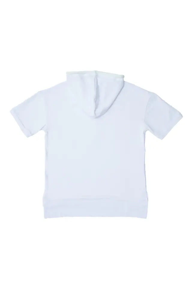 T-Shirt Kid Μονόχρωμο με Κουκούλα Λευκό 2