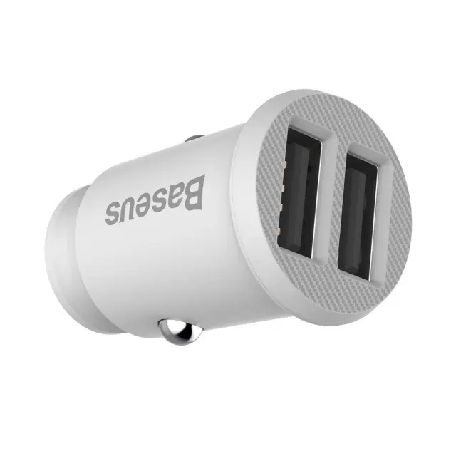 Φορτιστής Αναπτήρα Αυτοκινήτου Baseus Grain Car Charger Mini Smart Car Charger 2x USB 3.1A- White