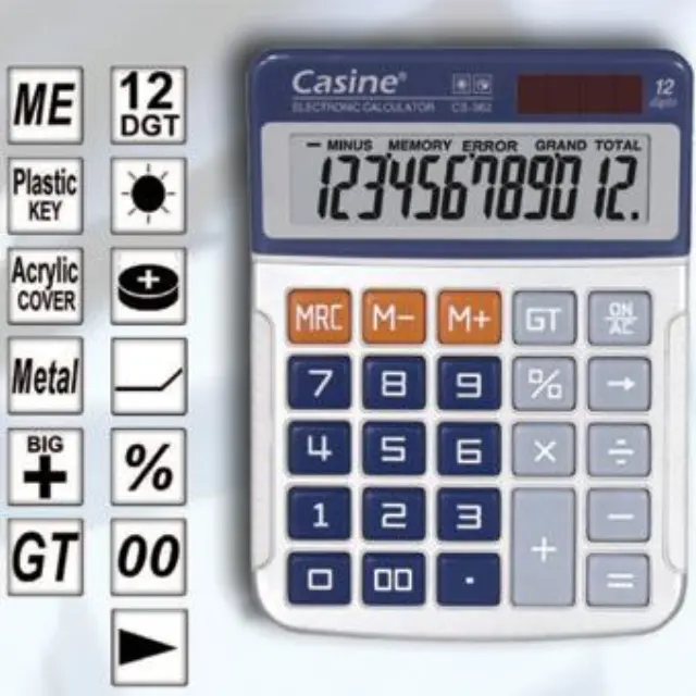 Αριθμομηχανή Casine 12 ψηφίων 13x10cm CS-362
