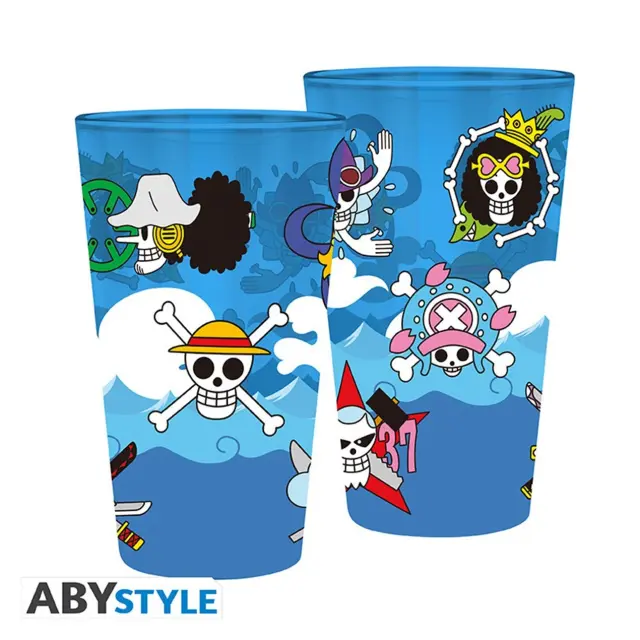 Ποτήρι γυάλινο ONE PIECE - Large Glass - 400ml - Skulls - ABYVER123