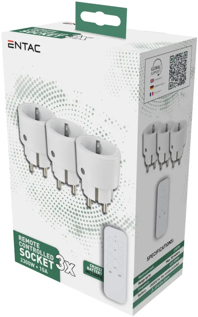 Entac Remote Controlled Socket Set 3xSockets with RC 15.005.0428 2