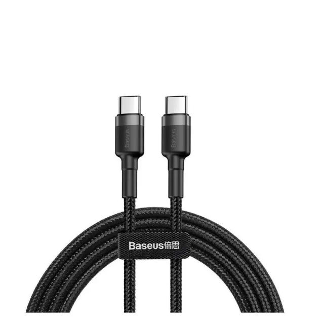Baseus® - Cafule Braided 60W Καλώδιο Φόρτισης 3A 1m Type-C to Type-C - Black / Grey. (CATKLF-GG1)