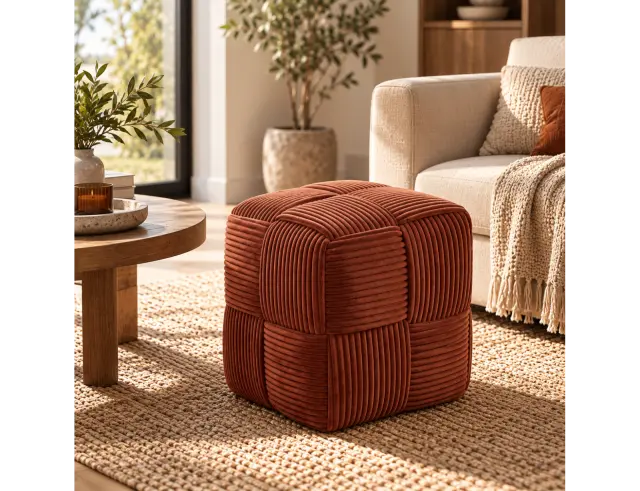 Σκαμπό Πουφ Scott Home Deco Factory με διαστάσεις 36x36x38cm - Terracotta HD0539