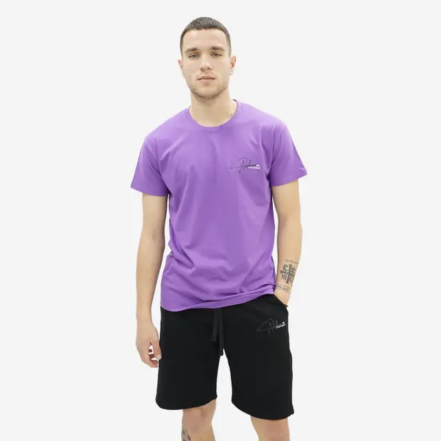 Noshame® Σετ T-shirt & Βερμούδα Μώβ-Μαύρο με τύπωμα - 752542 - XXL 2
