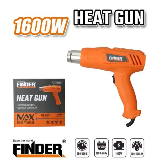 Πιστόλι θερμού αέρα - 1600W - Finder - 197459 2