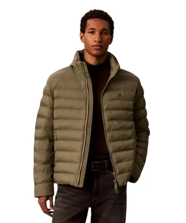 Calvin Klein - Ανδρικό Χειμωνιάτικο Μπουφάν Ls Nyln Md Wt Hdd F LV04RC511G-LDY Λαδί