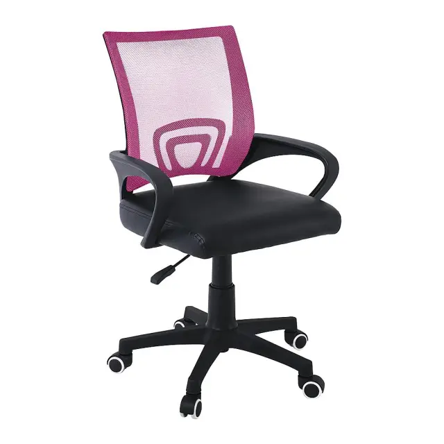 Πολυθρόνα Γραφείου BF2101-P Μαύρο/Ροζ Mesh/PVC/PU 57x53x90/100cm