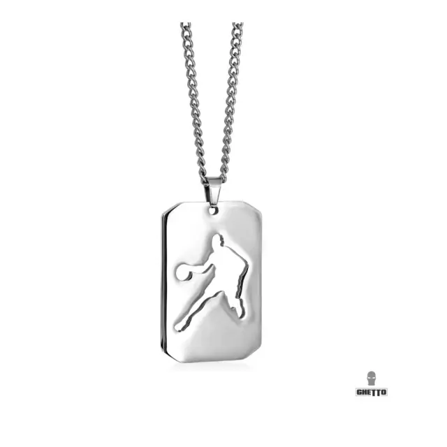 Ghetto Basketball Player 316L SS Sport Pendant Necklace Silver