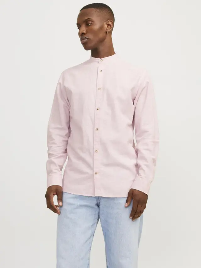 JJESUMMER BAND LINEN BLEND SHIRT LS SN pink nectar 3
