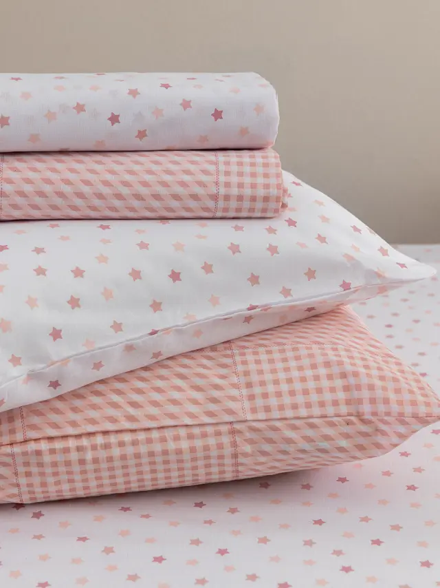 Ζεύγος Μαξιλαροθήκες bebe 40x50 Palamaiki ΒΒ101 Rose Αστεράκι