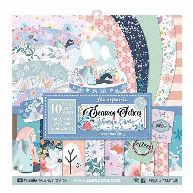 Σετ 10 Χαρτιά Scrapbooking Stamperia Διπλής Όψης - Seamos Felices - 30x30cm