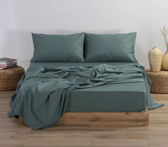 NEF-NEF ΣΕΝΤΟΝΙ KING SIZE ΜΕ ΛΑΣΤΙΧΟ 180Χ200+35 BASIC, 100% BAMBAKI - GREEN (024424)