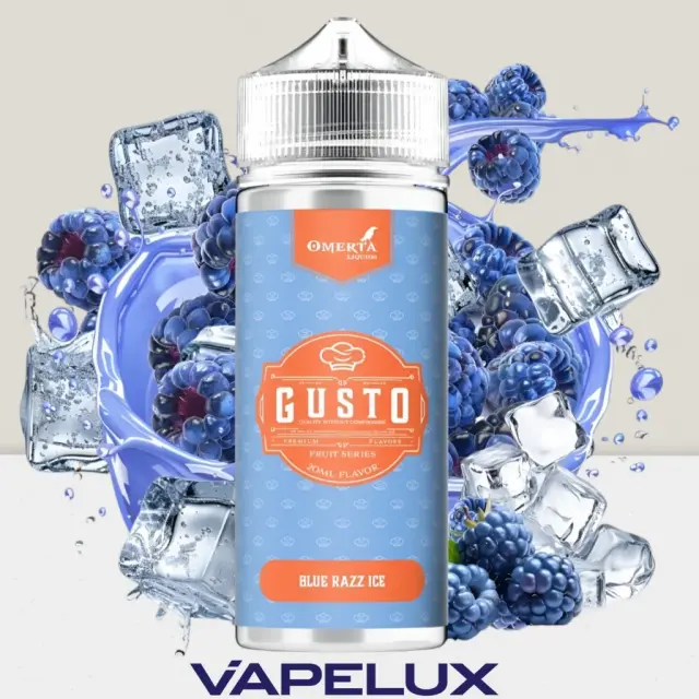 Gusto by Omerta Flavor Shots Blue Razz Ice 20ml to 120ml