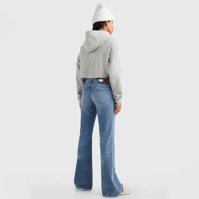 Tommy Hilfiger - Cropped Γυναικείο Φούτερ με Κουκούλα DW0DW14872-PJ4 Γκρι - XL 3
