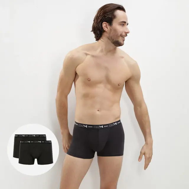 Dim Ανδρικά Μποξεράκια Cotton Stretch Ανδρικά 2τμχ Μαύρο