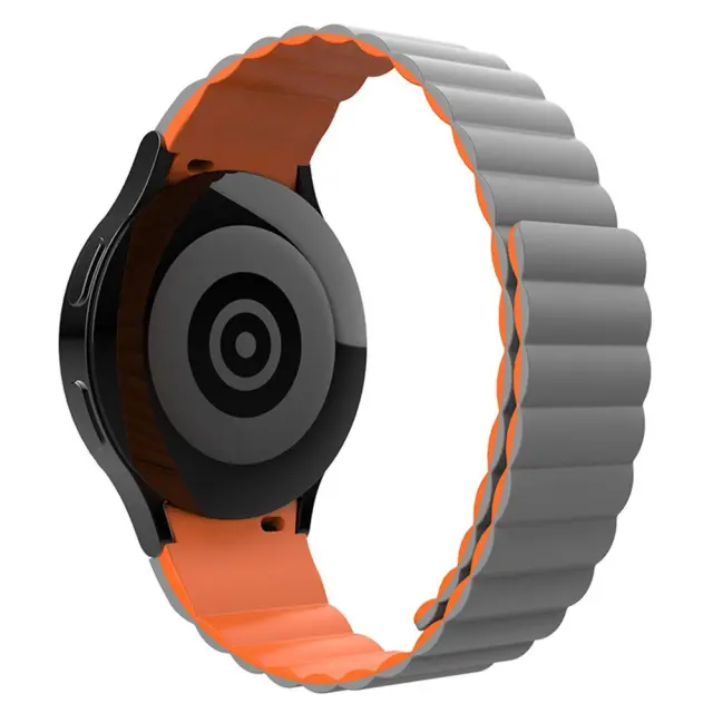 Μαγνητικό Λουράκι Σιλικόνης Για Samsung Galaxy Watch 4 (Fits all 20mm) - Γκρι με Πορτοκαλί OEM