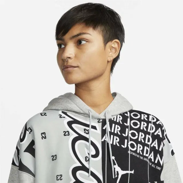 Jordan Cropped Hoodie (DD9295-064) - Γκρί 3