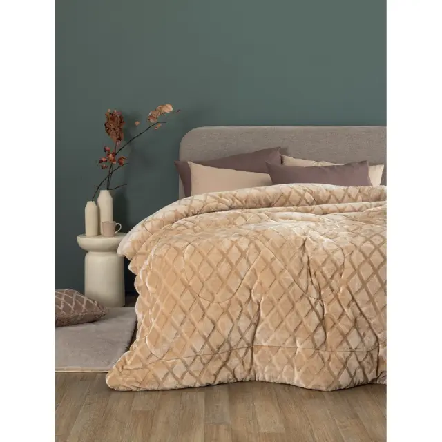 Κουβερτοπαπλωμα Υπερδιπλο Nadine Collection 220x240 NADINE/5 Sand Palamaiki - ΥΠΕΡΔΙΠΛΟ 220 x 240