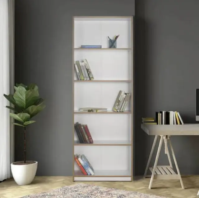 Βιβλιοθήκη KTP-350-DX Trendline Λευκό ματ με φυσικό 64x182x26cm 2