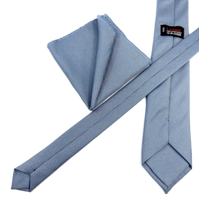 Μπλε Ραφ Γραβάτα Oxford 6,5 cm με Ασορτί Μαντήλι 3