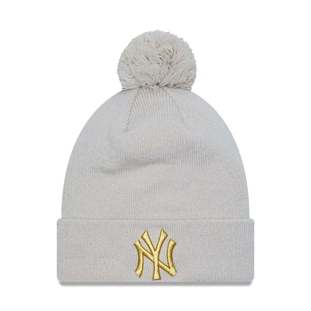 New Era Women's Metallic Pom Stone New York Yankees Beanie Μπεζ 60364284 (New Era) - One Size