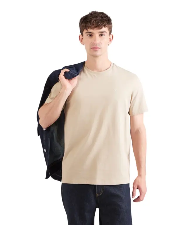 Calvin Klein - Ανδρικό T-shirt SS Monogram Regular Fit LV14RD254G-PF0 Μπεζ - XL