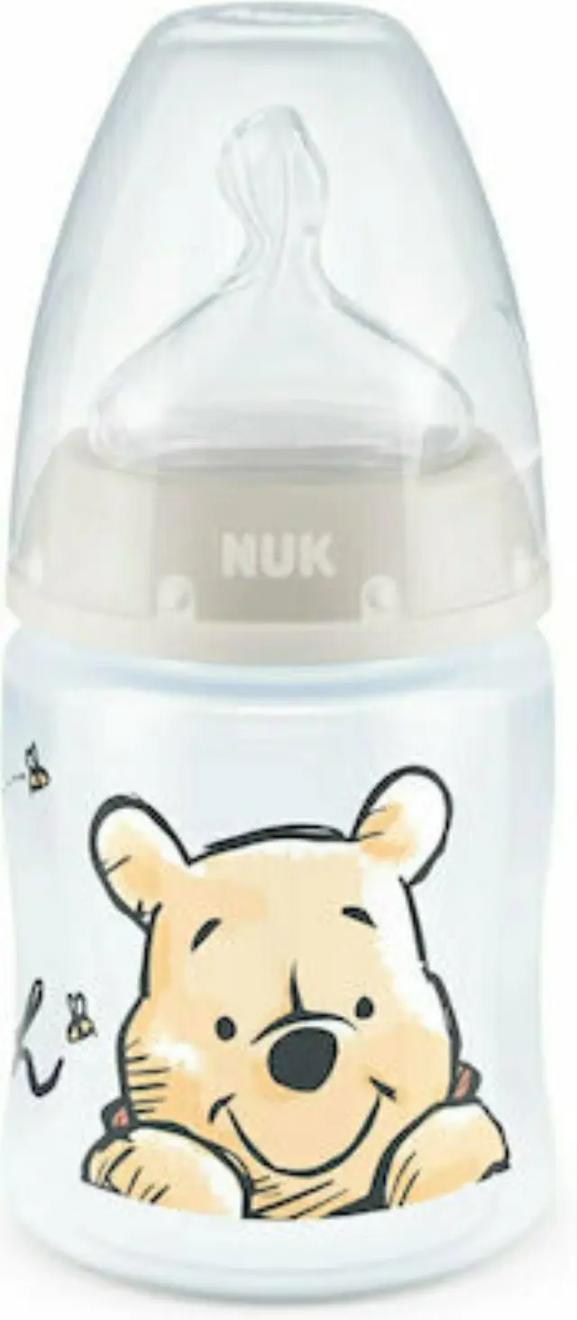 Nuk Πλαστικό Μπιμπερό First Choice Plus Temperature Control Winnie Κατά των Κολικών με Θηλή Σιλικόνης 150ml για 0-6 μηνών Γκρι