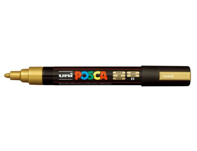 Μαρκαδόρος Σχεδίου Uni Posca PC-5M Medium με πάχος μύτης 1.8-2.5mm - GoldPC-5M(E) - XPYΣO
