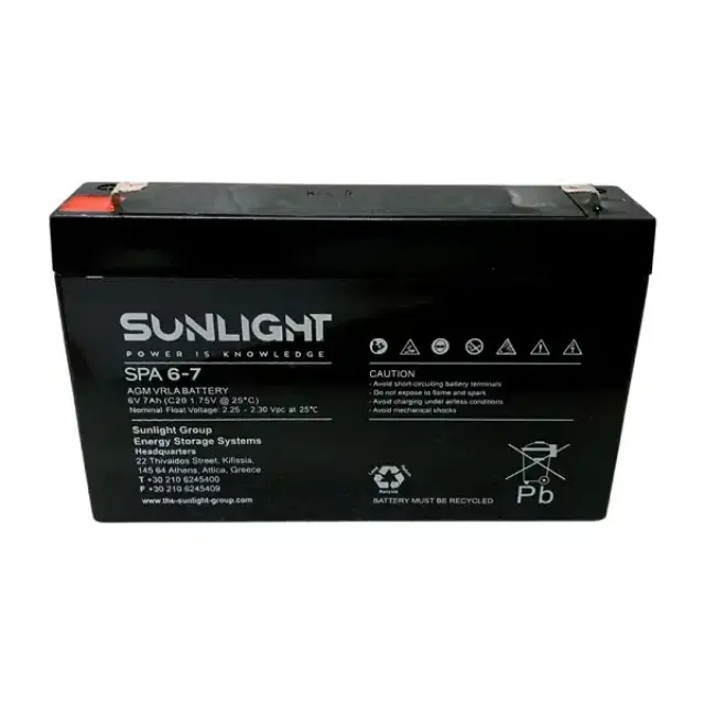 Sunlight Μολύβδου 6V 7A 01.009.0013
