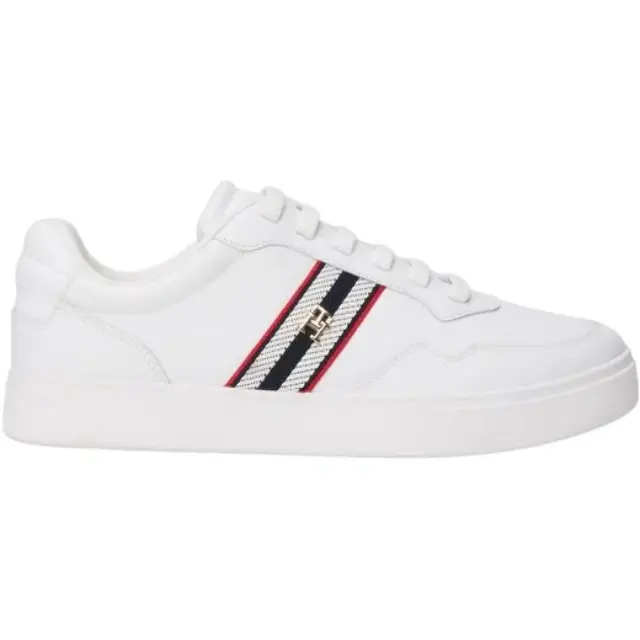 Γυναικεία Δερμάτινα Sneakers Tommy Hilfiger FW0FW09001-YBS Λευκά Άσπρο - 37