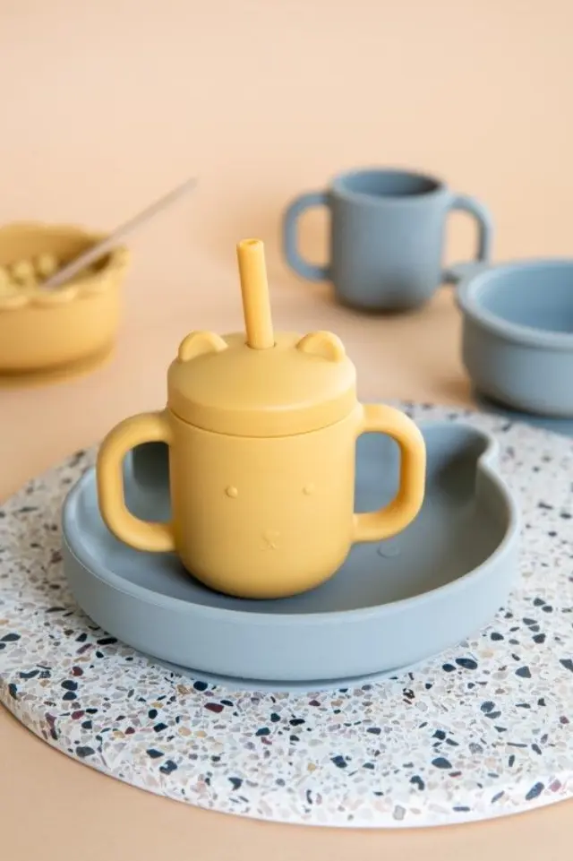 Petit Monkey – Ποτήρι Σιλικόνης με καλαμάκι Baked Clay 3