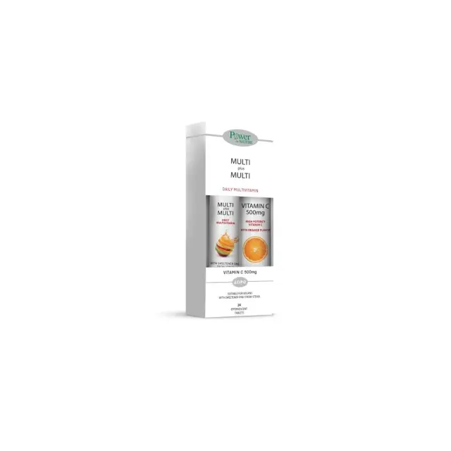 Power Health Multi Plus Multi Daily Multivitamin με Στέβια 20 Αναβράζοντα δισκία + Δώρο Vitamin C 500mg Πορτοκάλι 20 Αναβράζοντα δισκία