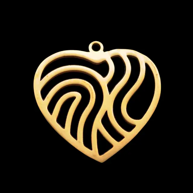 Κρεμαστό Καρδιά 22x22x1mm Ανοξείδωτο Ατσάλι 201 Golden - 1τεμ