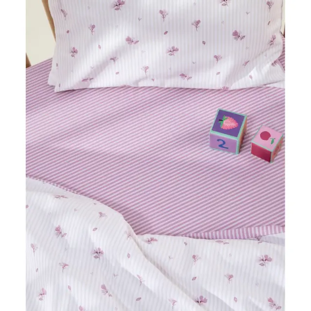 Σετ Σεντόνια Λίκνου 2 Τεμαχίων Kentia Flory White-Beige-Pink 70x120 3