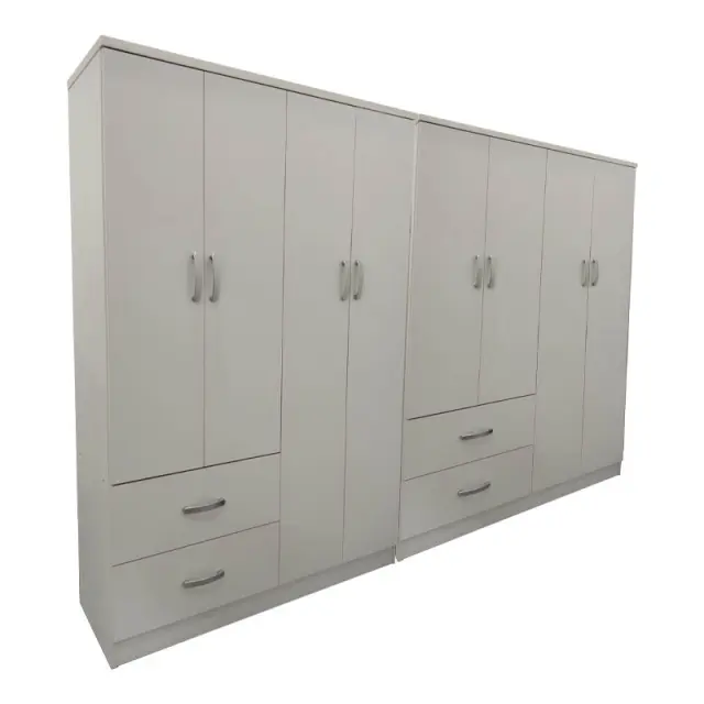 Ντουλάπα οχτάφυλλη Athos pakoworld λευκή 241x42x181εκ 2
