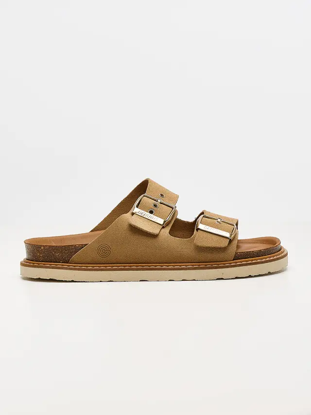 Genuins Πέδιλα Γυναικείο δέρμα suede Μπεζ GEN/HAWAII VELOUR ALMOND 3