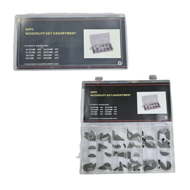 Σετ 80 Τεμαχίων Ημικυκλικών Σφηνών - Woodruff Key Assortment Set 089151