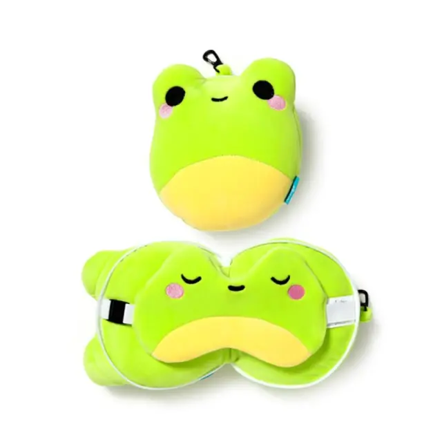 Puckator Relaxeazzz Travel Pillow & Eye Mask: Frog