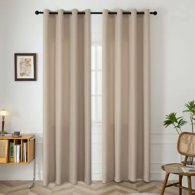 Beauty Home Κουρτίνα μεσαίας σκίασης με 8 μεταλλικούς κρίκους Effect Art 8443 140x270 Άμμου