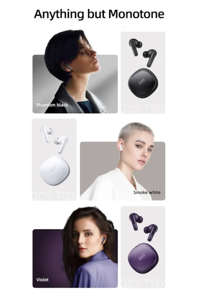 QCY T13X TWS BLACK – 30 HOUR BATTERY – TRUE WIRELESS IN-EAR EARBUDS – QUICK CHARGE 380MAH 2