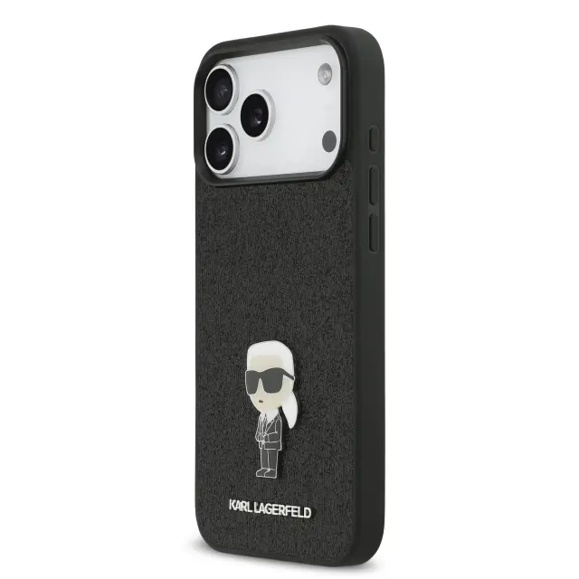 Karl Lagerfeld Fixed Glitter Metal Ikonik Case for iPhone 17 Pro Max Black 2