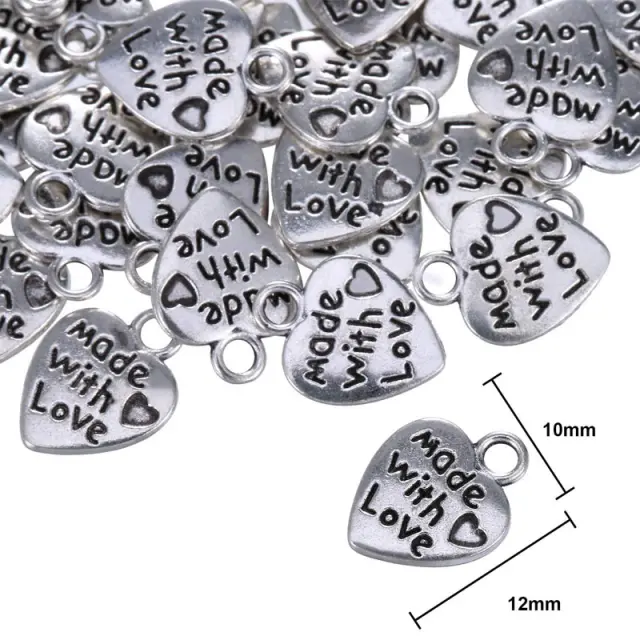 Μεταλλικό Διακοσμητικό Καρδιά Made with Love 12.2x10mm ~50τεμ