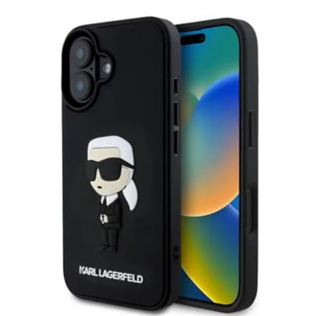 Karl Lagerfeld 3D Rubber Ikonik Case for iPhone 16 Black
