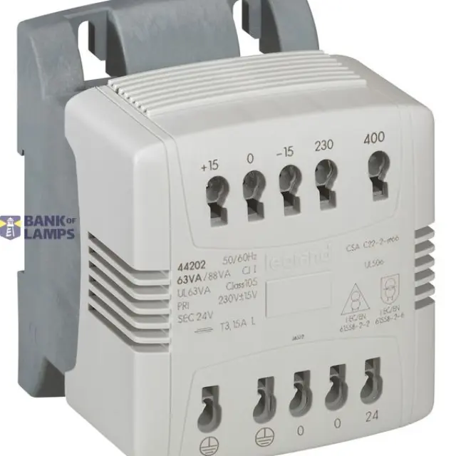 Control and safety transfo - 1 Ph - prim 230-400 Vﾱ / sec 24 V - 63 VA - spring