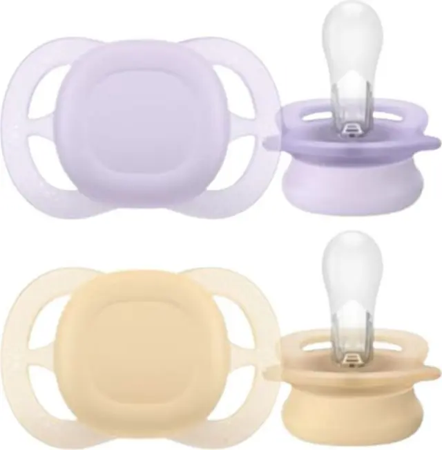 Philips Avent Ultra Start Πιπίλα 0-2 Μηνών Μωβ - Πορτοκαλί Με Σχέδιο, 2τμχ