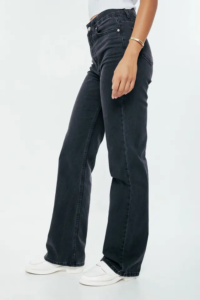 Παντελόνι Jean Wide Leg Ψηλόμεσο Μαύρο Μαύρο 2
