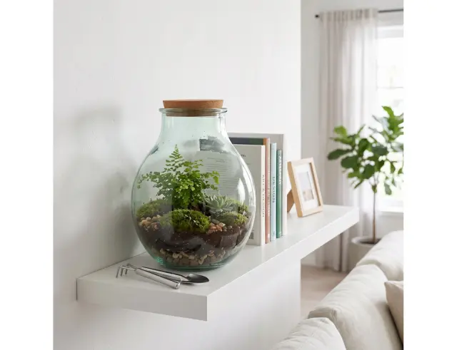 Διακοσμητικό Φυτώριο Glass Drops Green Terrarium (5742_5) Mε εργαλεία, Aπό 100% ανακυκλωμένο γυαλί, Xωρητικότητας 12.5L, Διαστάσεων Ø 29 x Υ 36 cm 5742_5