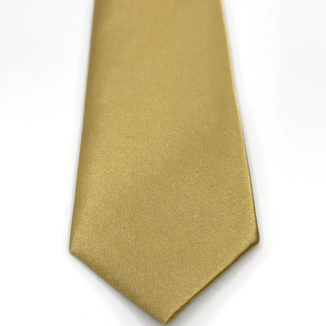 Χρυσαφί Gold Metallic Γραβάτα Σατέν Ματ 6,5 cm με Ασορτί Μαντήλι 2