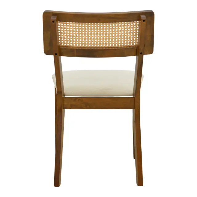 Καρέκλα Raffles pakoworld καρυδί rubberwood με pe rattan και εκρού ύφασμα 47x48x83.5εκ | Συσκευασία 2 τμχ 3