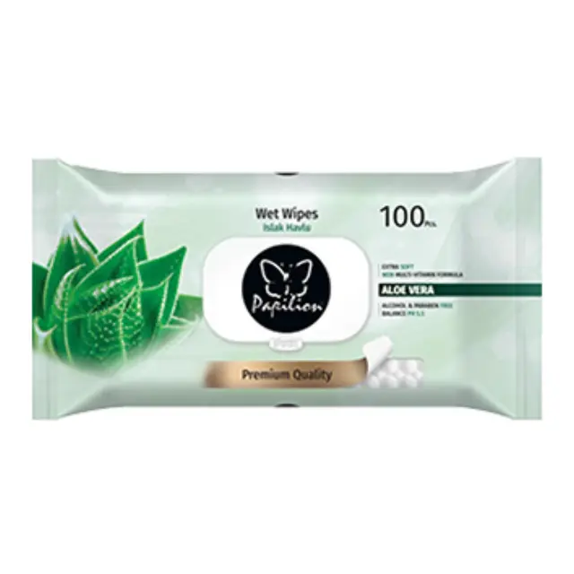 PAPILION Μωρομάντηλα 100τεμ Aloe Vera με Καπάκι